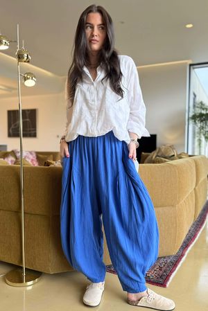Noa Linen Blend Sia Barrel Trouser Soft Cobalt